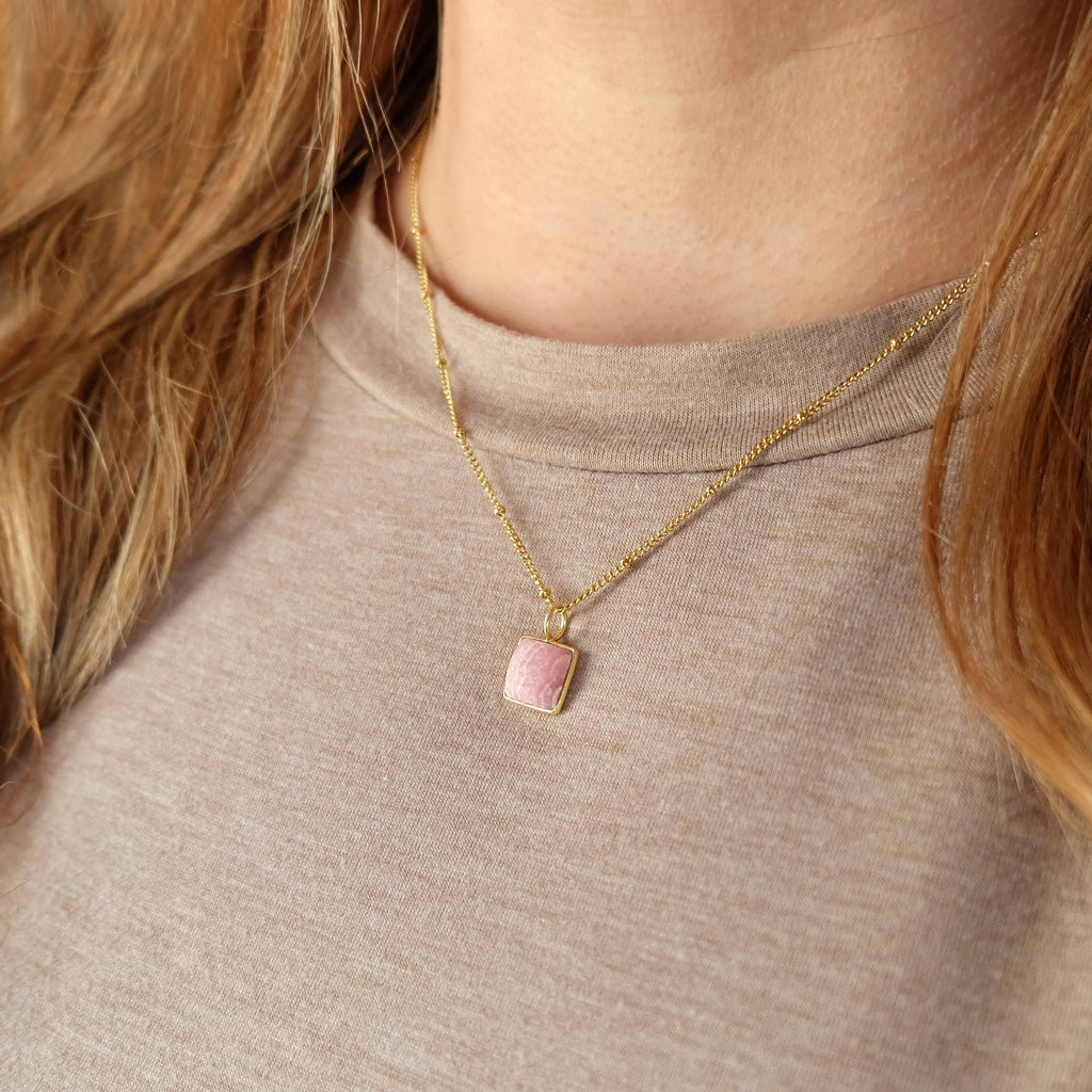 RHODOCHROSITE PINK GEMSTONE NECKLACE