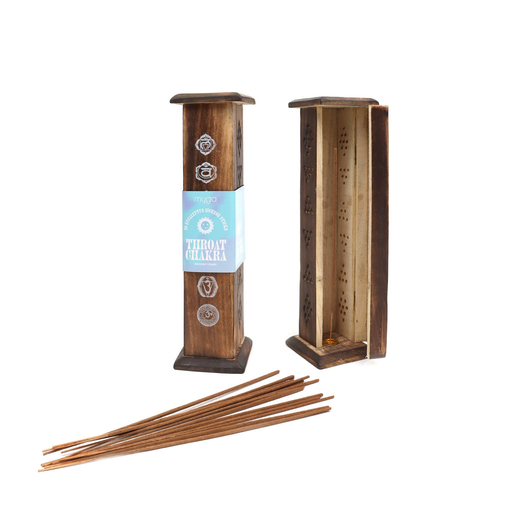 WOODEN TOWER WITH 10 INCENSE STICKS, PACK OF SEVEN TOWERS