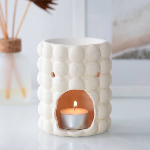 CREAM SPECKLE BUBBLE OIL BURNER AND WAX WARMER