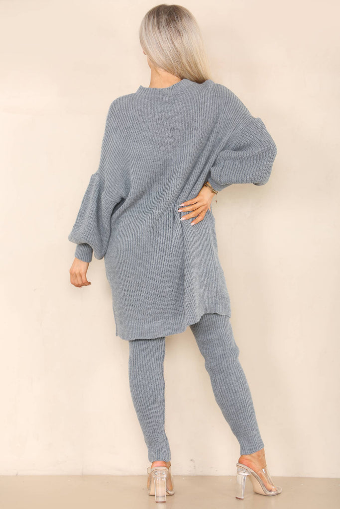 BEIGE OVERSIZED KNIT TOP LOUNGEWEAR SET