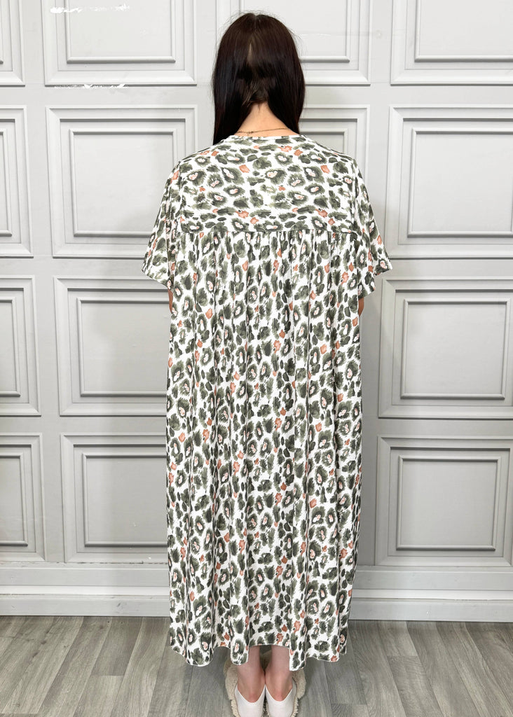 SUMMER LEOPARD PRINTED MAXI DRESS : GREEN