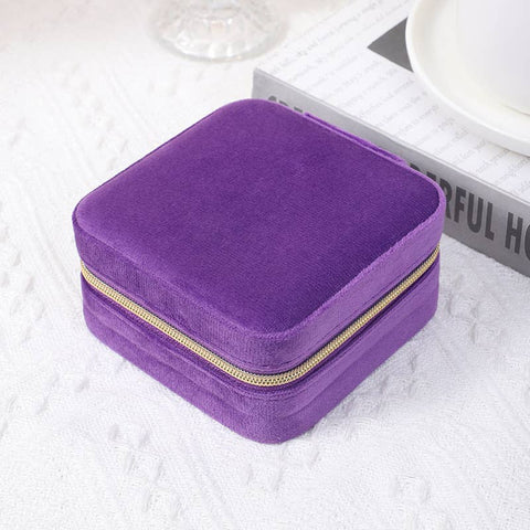 ELEGANT VELVET JEWELRY ORGANISER BOX: PURPLE