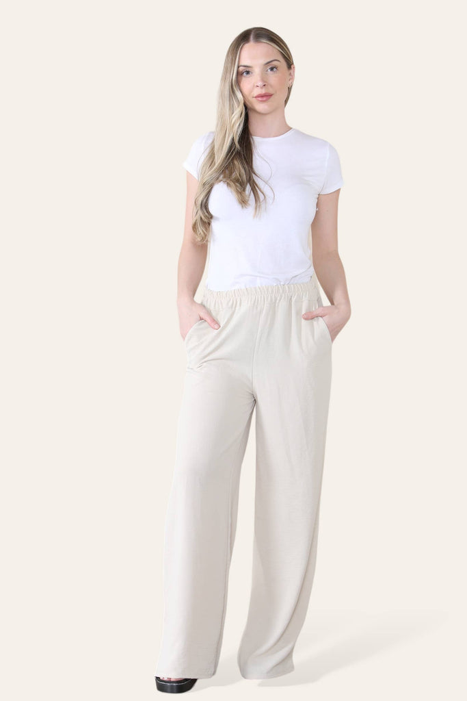 ELONGATED PALAZZO WIDE STRAIGHT LEG TROUSERS : LILAC