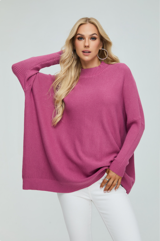 HIVE KNITTING DESIGN CHUNKY PLUS SIZE JUMPER : PINK