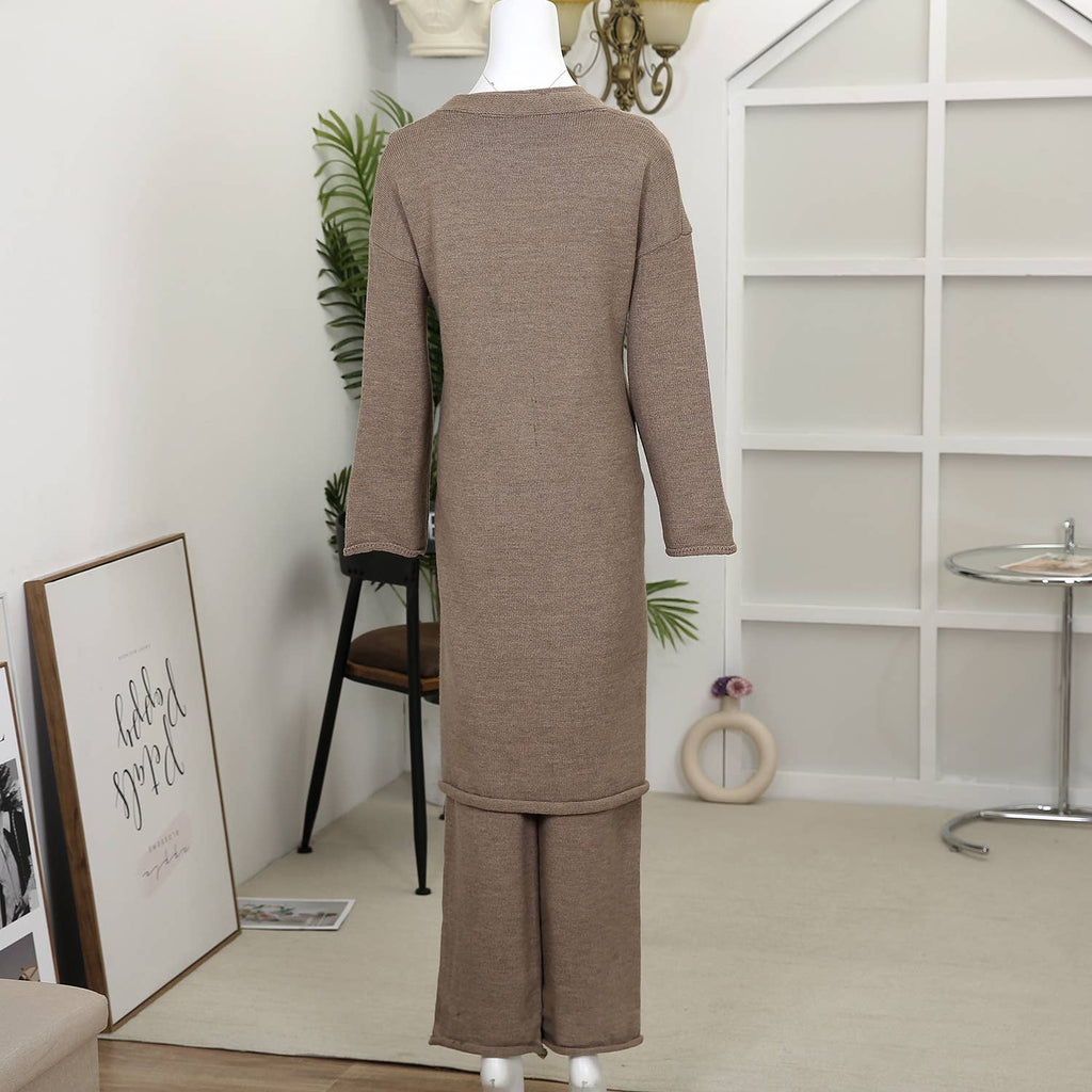 THREE PIECES CASHMERE MIX MATCHING SET: TAUPE