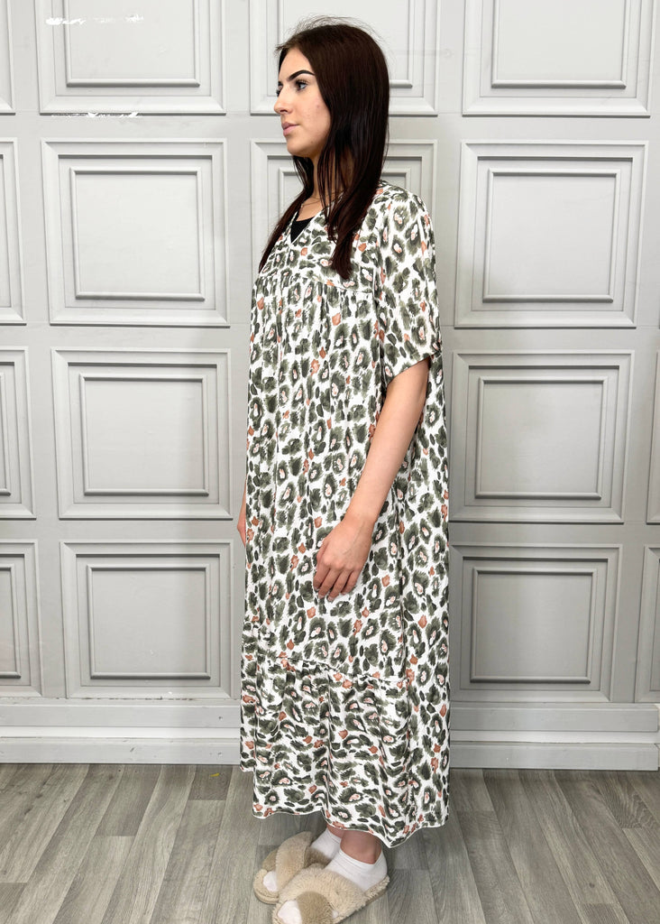 SUMMER LEOPARD PRINTED MAXI DRESS : GREEN