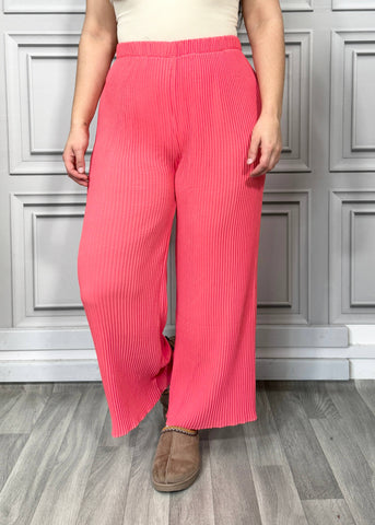 PLEATED STRAIGHT LEG TROUSERS: CORAL