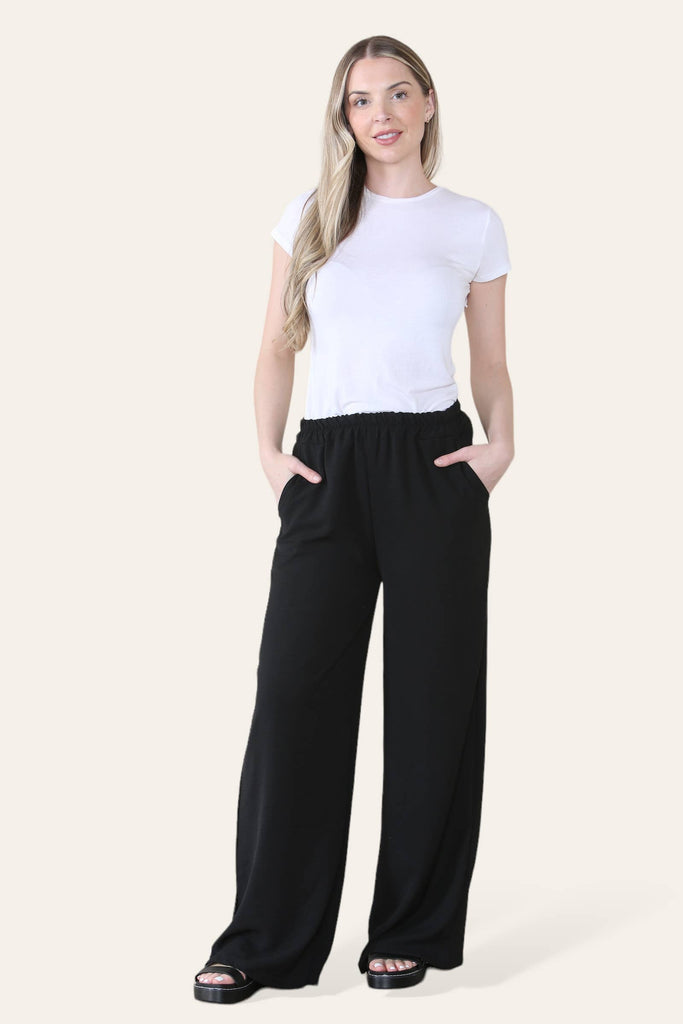 ELONGATED PALAZZO WIDE STRAIGHT LEG TROUSERS : LILAC