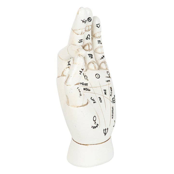 WHITE PALMISTRY HAND DECORATIVE ORNAMENT