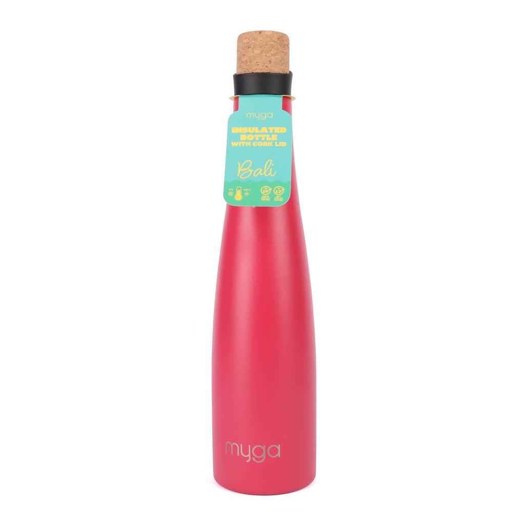 BALI INSULATED WATER BOTTLE WITH CORK LID: PINK