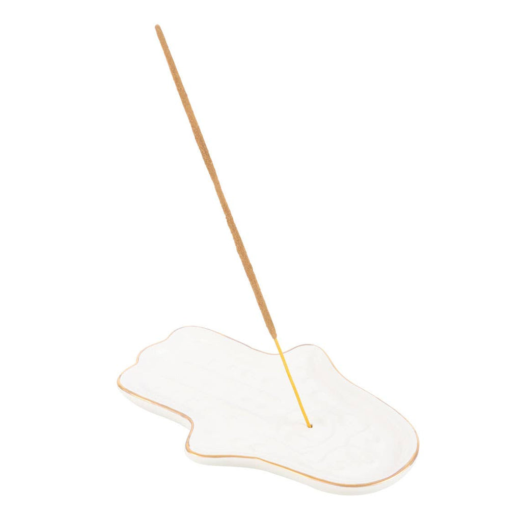 WHITE HAMSA HAND INCENSE STICK HOLDER