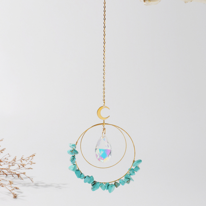 ROUND SUNCATCHER CRYSTAL RAINBOW PRISMS: TURQUOISE