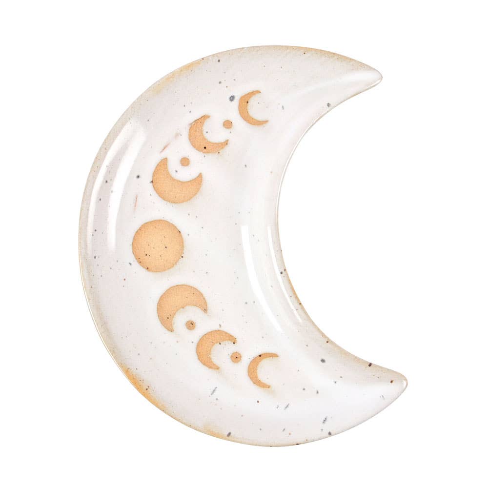 12CM MOON PHASE CRESCENT CERAMIC TRINKET TRAY