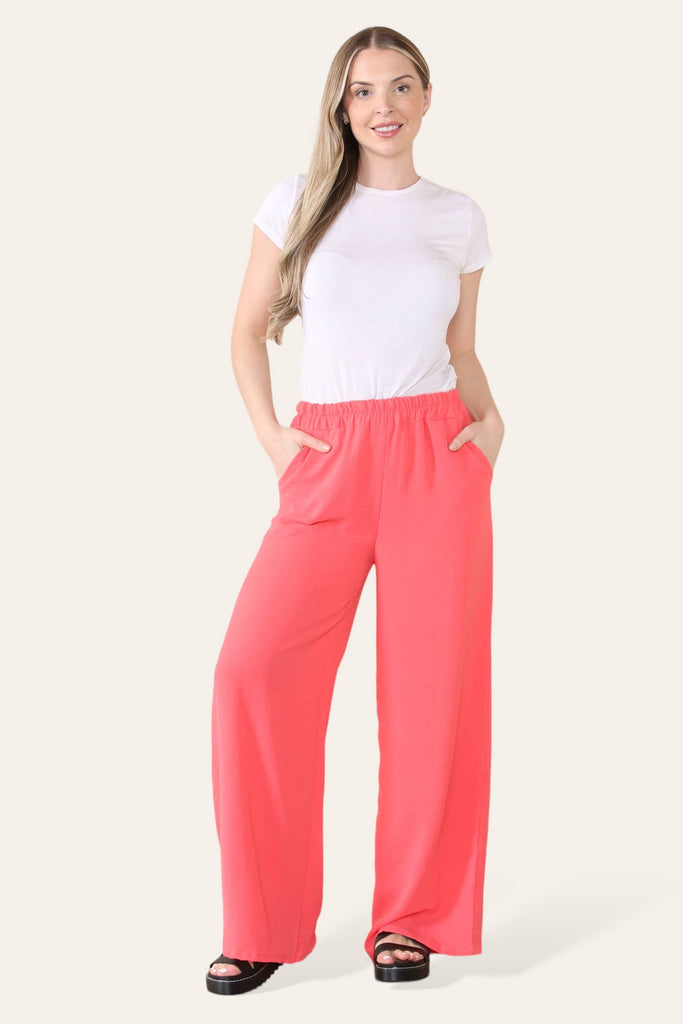 ELONGATED PALAZZO WIDE STRAIGHT LEG TROUSERS : LILAC