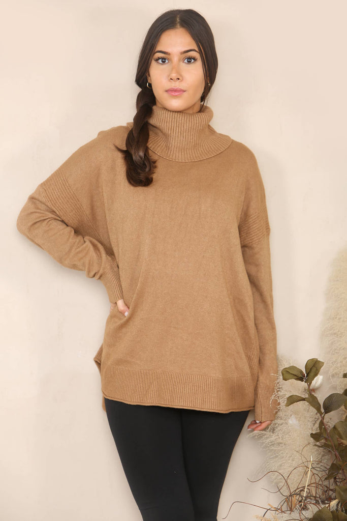 RELAXED FIT TURTLE NECK JUMPER BLACK