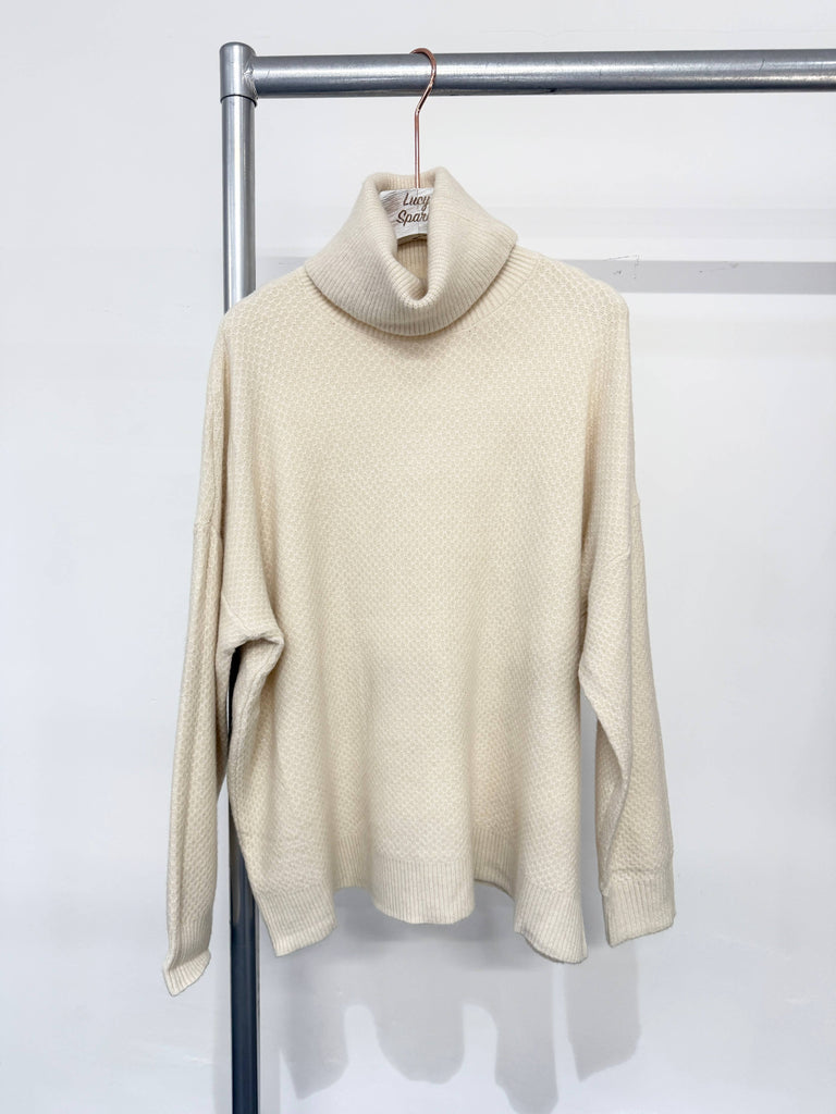 HIVE KNITTING DESIGN ROLL NECK SOFT JUMPER: GRAY