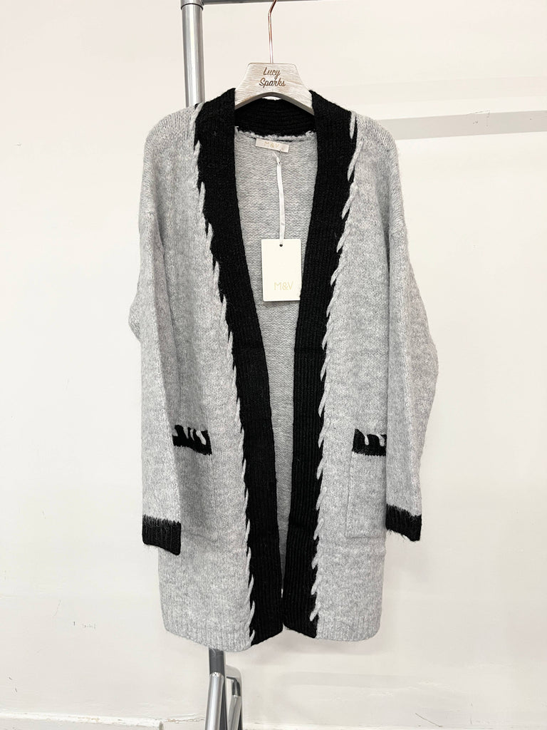 CHUNKY COZY KNIT WOOL BLEND CARDIGAN: BLACK