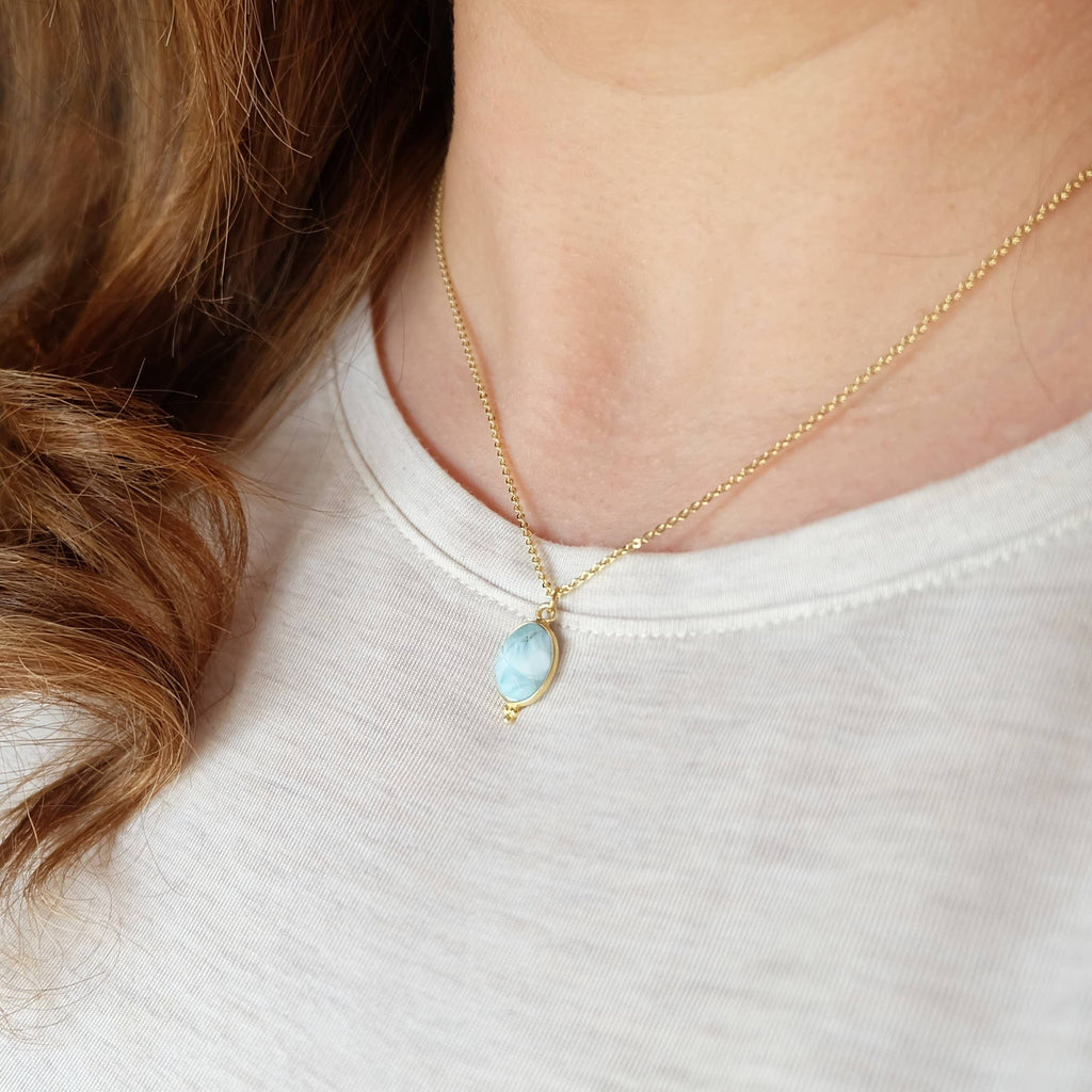 BOHO LARIMAR GEMSTONE NECKLACE