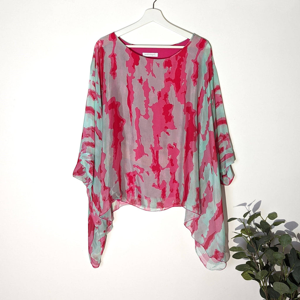 CLASSIC 100% SILK TUNIC WITH STYLISH BLOTCH TYPE DIGITAL PRINT