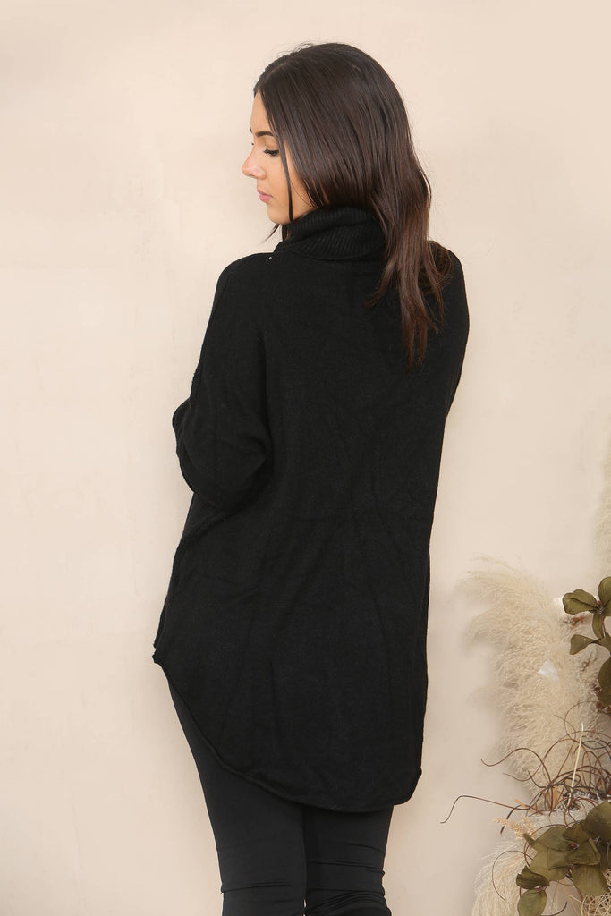 RELAXED FIT TURTLE NECK JUMPER BLACK