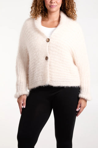 SOFT TOUCH COLLAR CARDIGAN - CREAM