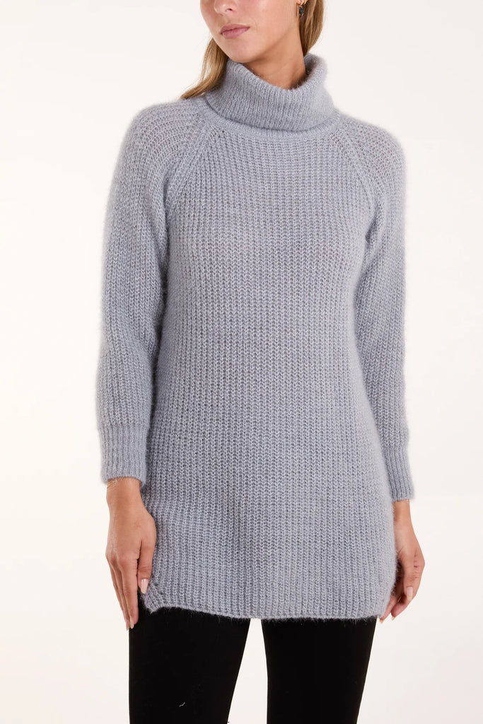 ROLL NECK SOFT TOUCH JUMPER - GREY