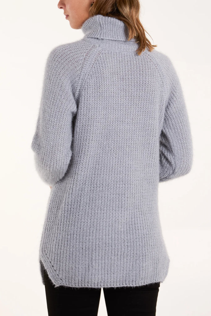 ROLL NECK SOFT TOUCH JUMPER - GREY