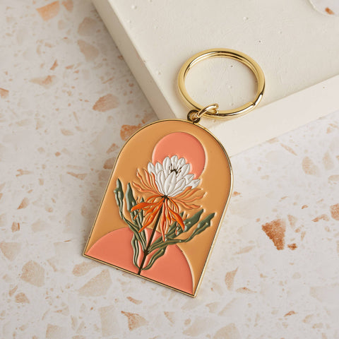 CACTUS FLOWER ENAMEL KEYCHAIN