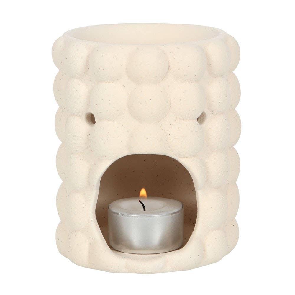 CREAM SPECKLE BUBBLE OIL BURNER AND WAX WARMER