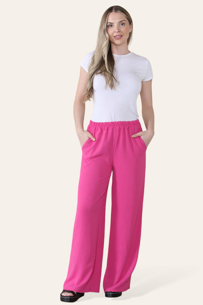 ELONGATED PALAZZO WIDE STRAIGHT LEG TROUSERS : LILAC