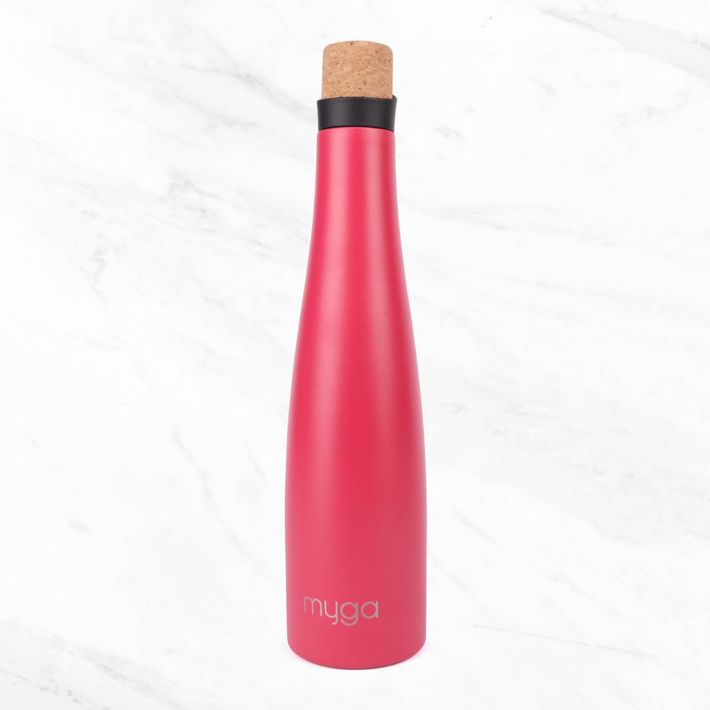 BALI INSULATED WATER BOTTLE WITH CORK LID: PINK