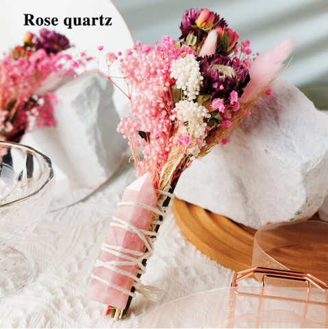 CRYSTAL WAND   BOUQUET FLOWER: ROSE QUARTZ