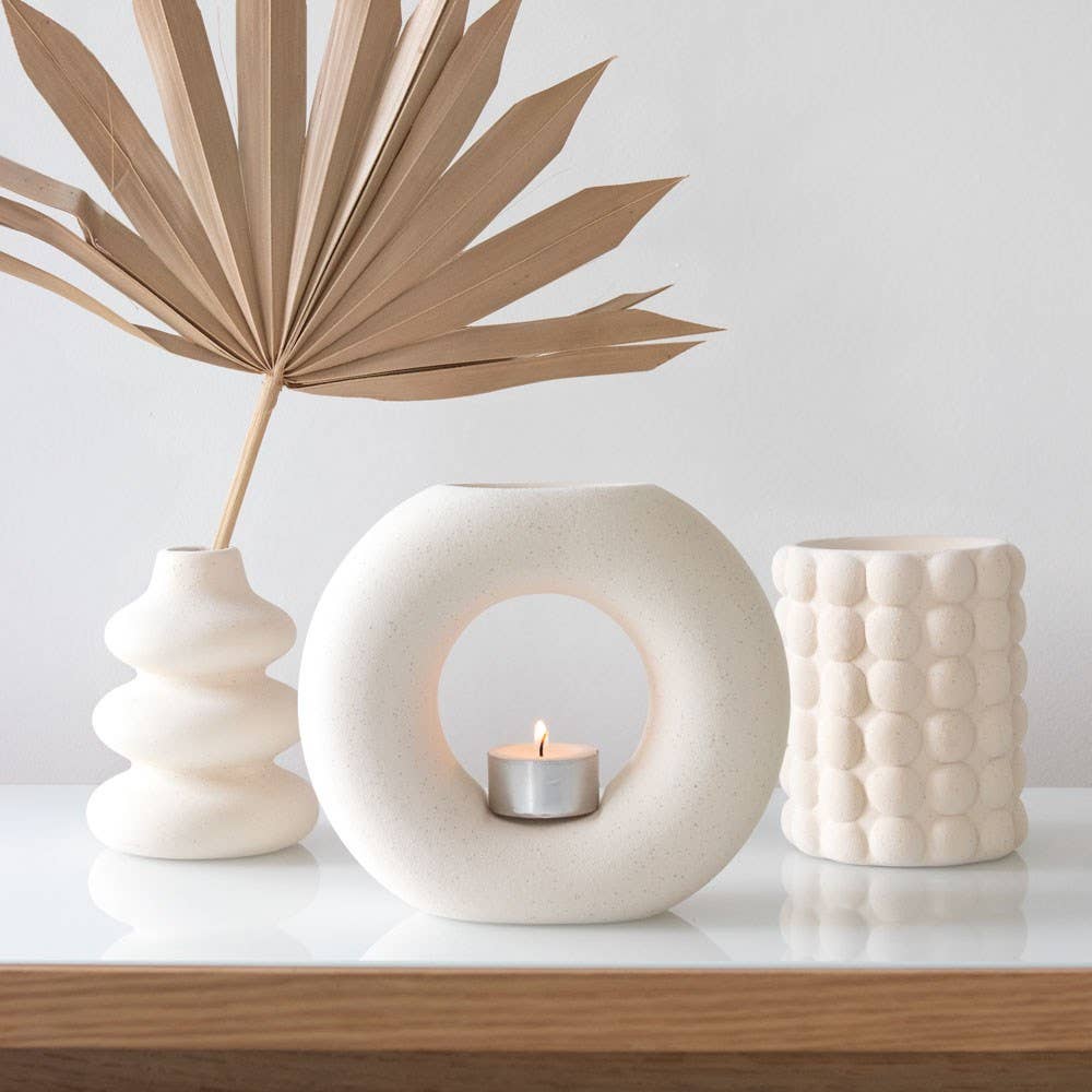 CREAM SPECKLE BUBBLE OIL BURNER AND WAX WARMER