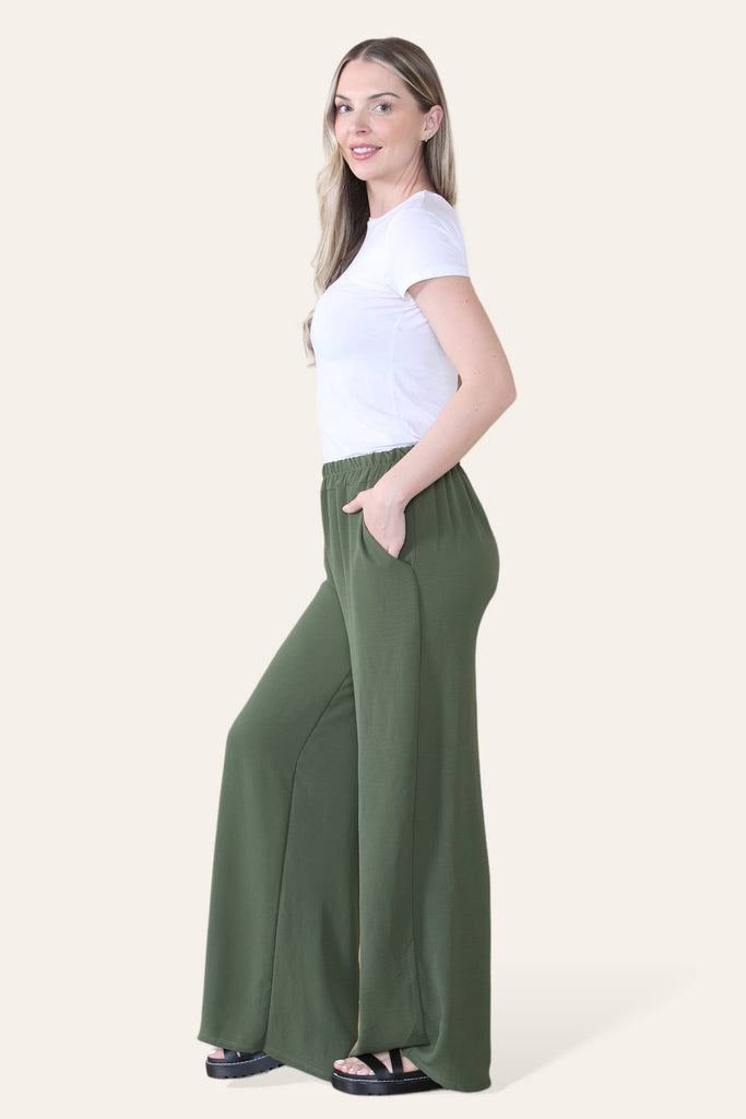ELONGATED PALAZZO WIDE STRAIGHT LEG TROUSERS : CORAL