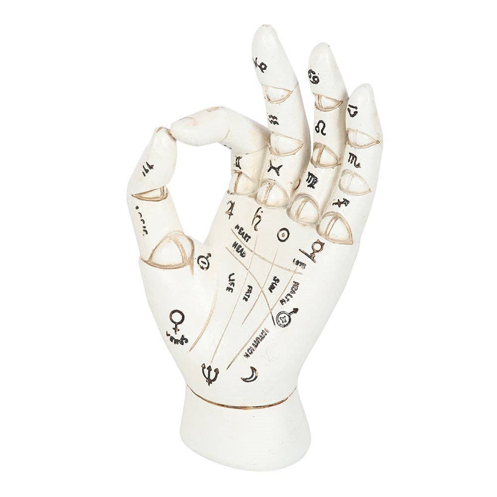 WHITE PALMISTRY HAND DECORATIVE ORNAMENT