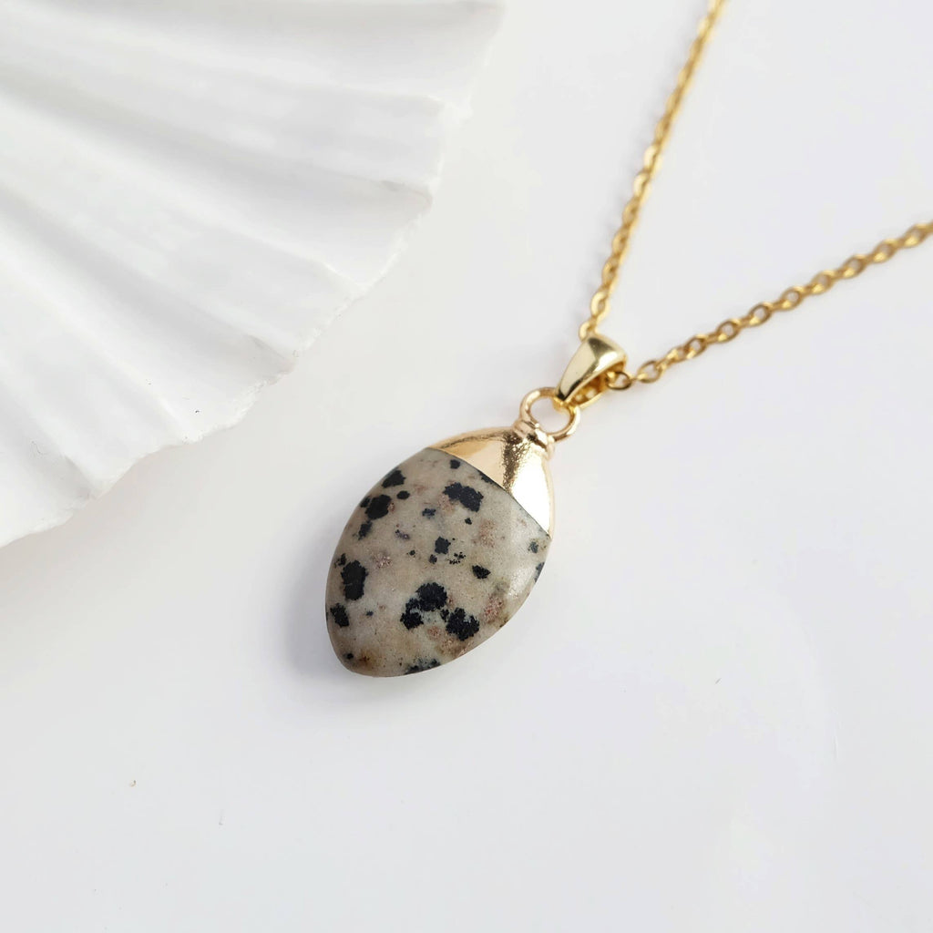 DALMATIAN JASPER OVAL NECKLACE: 18 - 20 INCHES