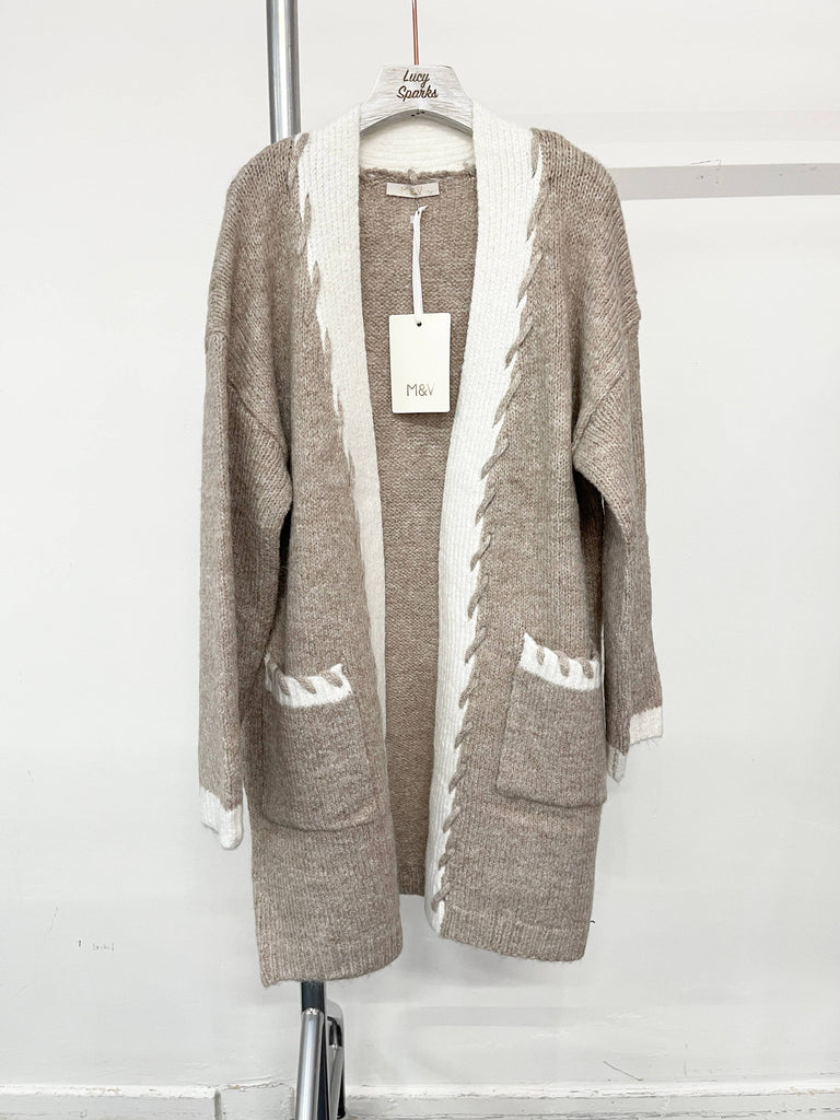 CHUNKY COZY KNIT WOOL BLEND CARDIGAN: BLACK