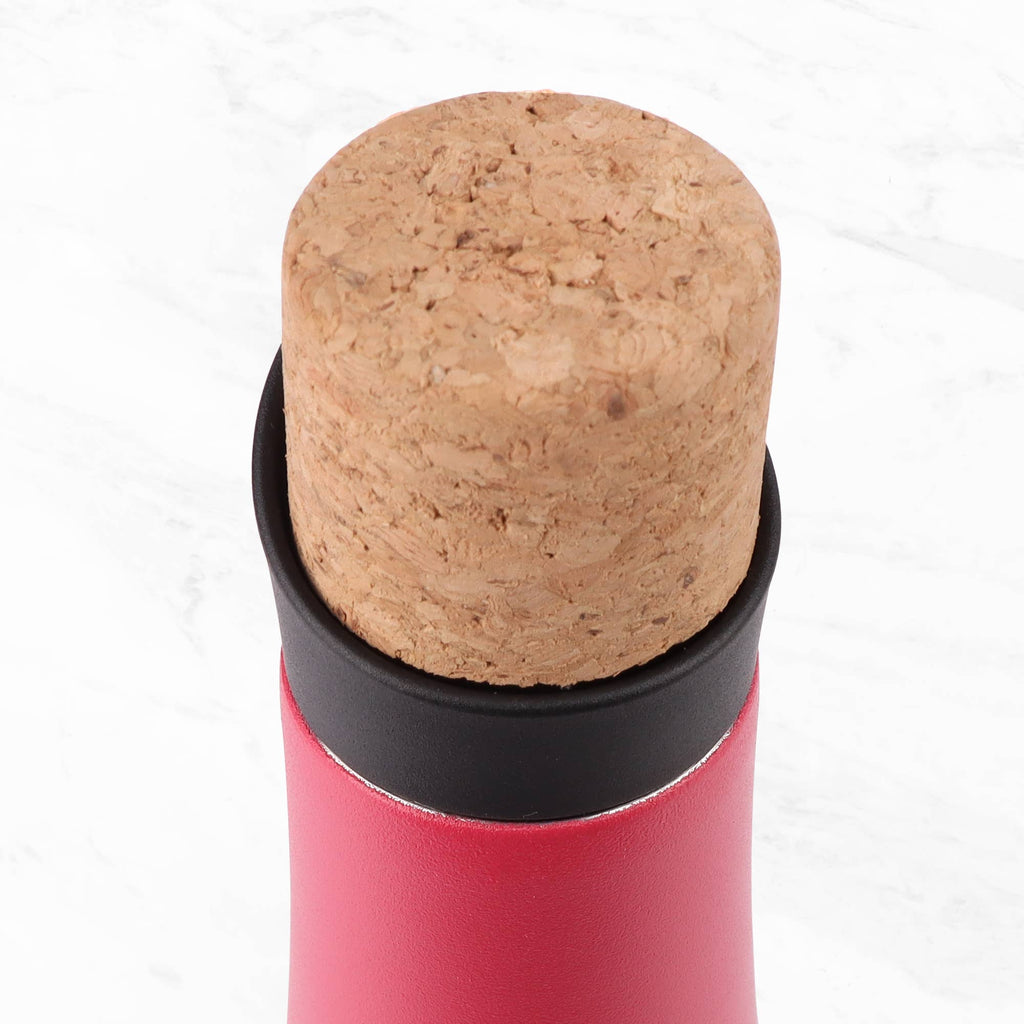 BALI INSULATED WATER BOTTLE WITH CORK LID: PINK