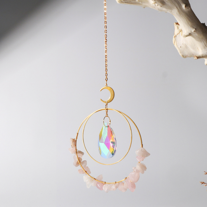 ROUND SUNCATCHER CRYSTAL RAINBOW PRISMS: AMETHYST