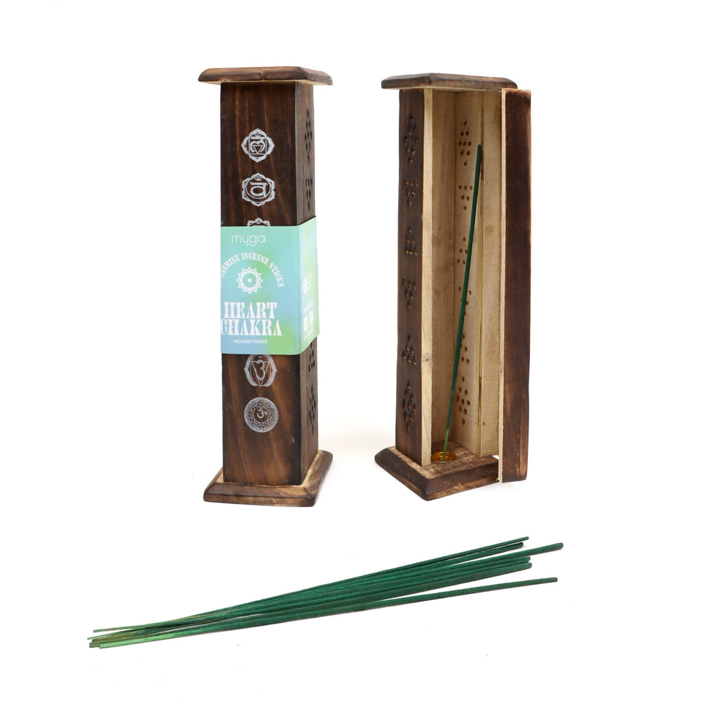 WOODEN TOWER WITH 10 INCENSE STICKS, PACK OF SEVEN TOWERS