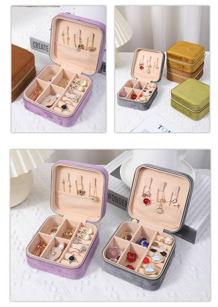 ELEGANT VELVET JEWELRY ORGANISER BOX: LILAC