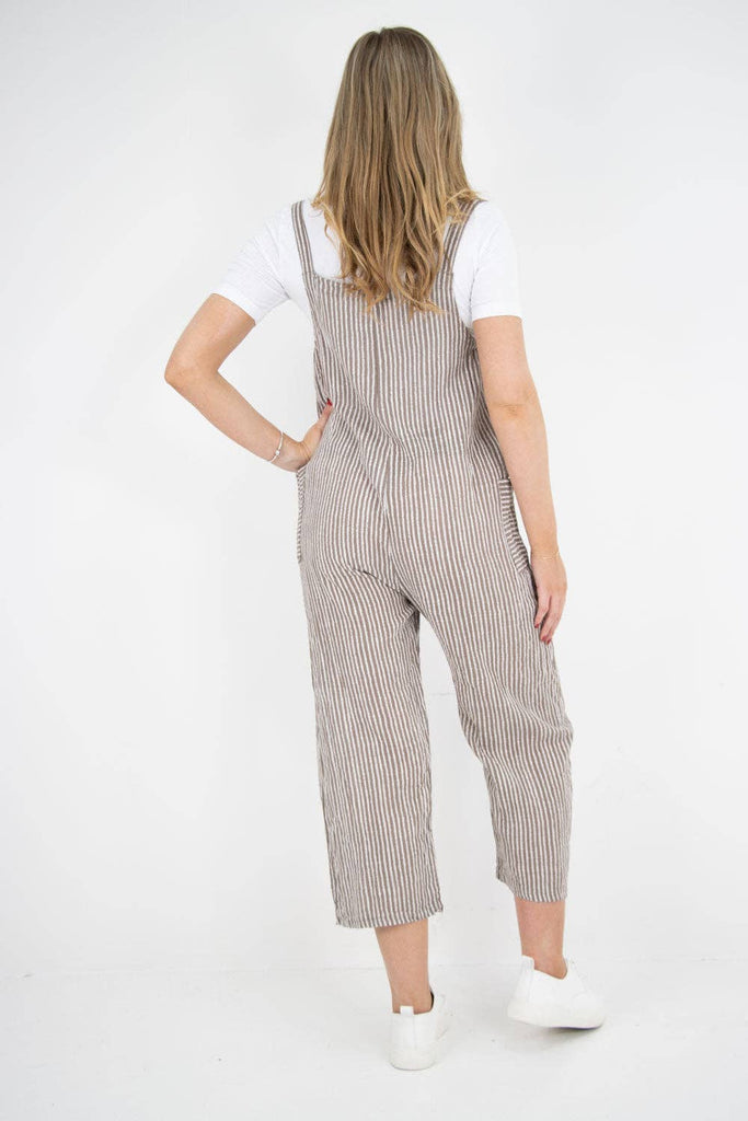 ITALIAN STRIPE PATTERN SIDE POCKETS COTTON DUNGAREES: FUCHSIA