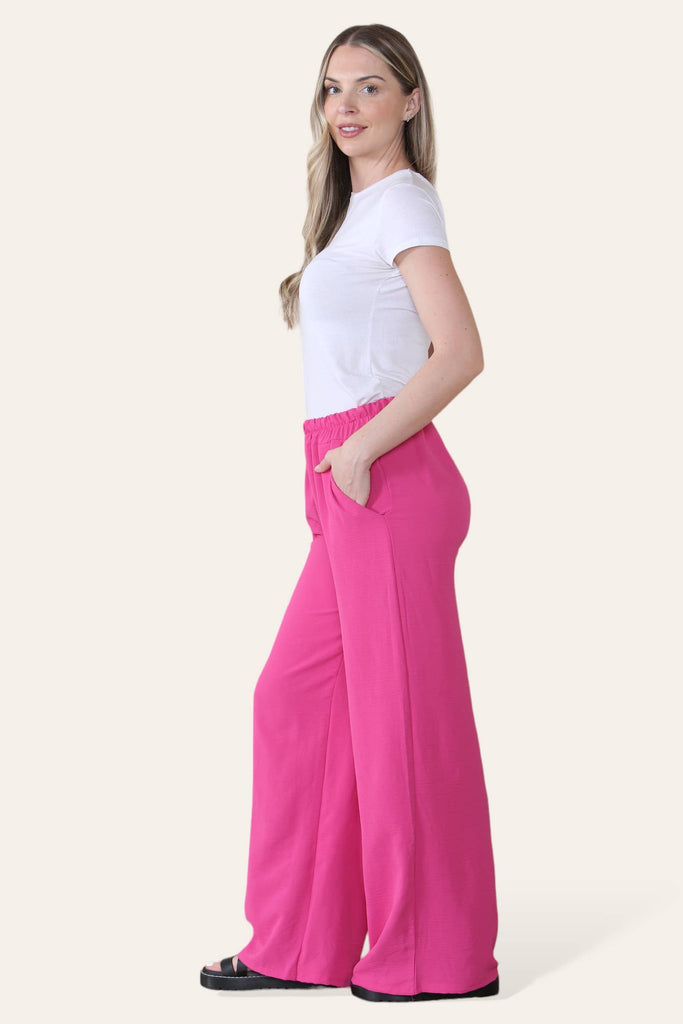 ELONGATED PALAZZO WIDE STRAIGHT LEG TROUSERS : LILAC