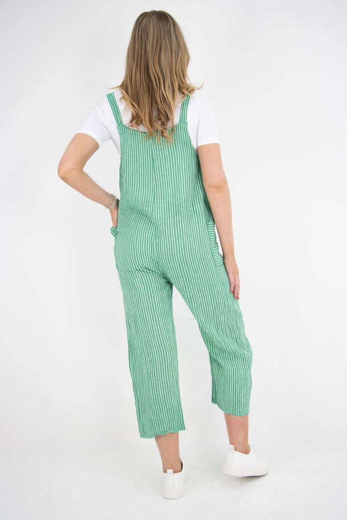 ITALIAN STRIPE PATTERN SIDE POCKETS COTTON DUNGAREES: FUCHSIA