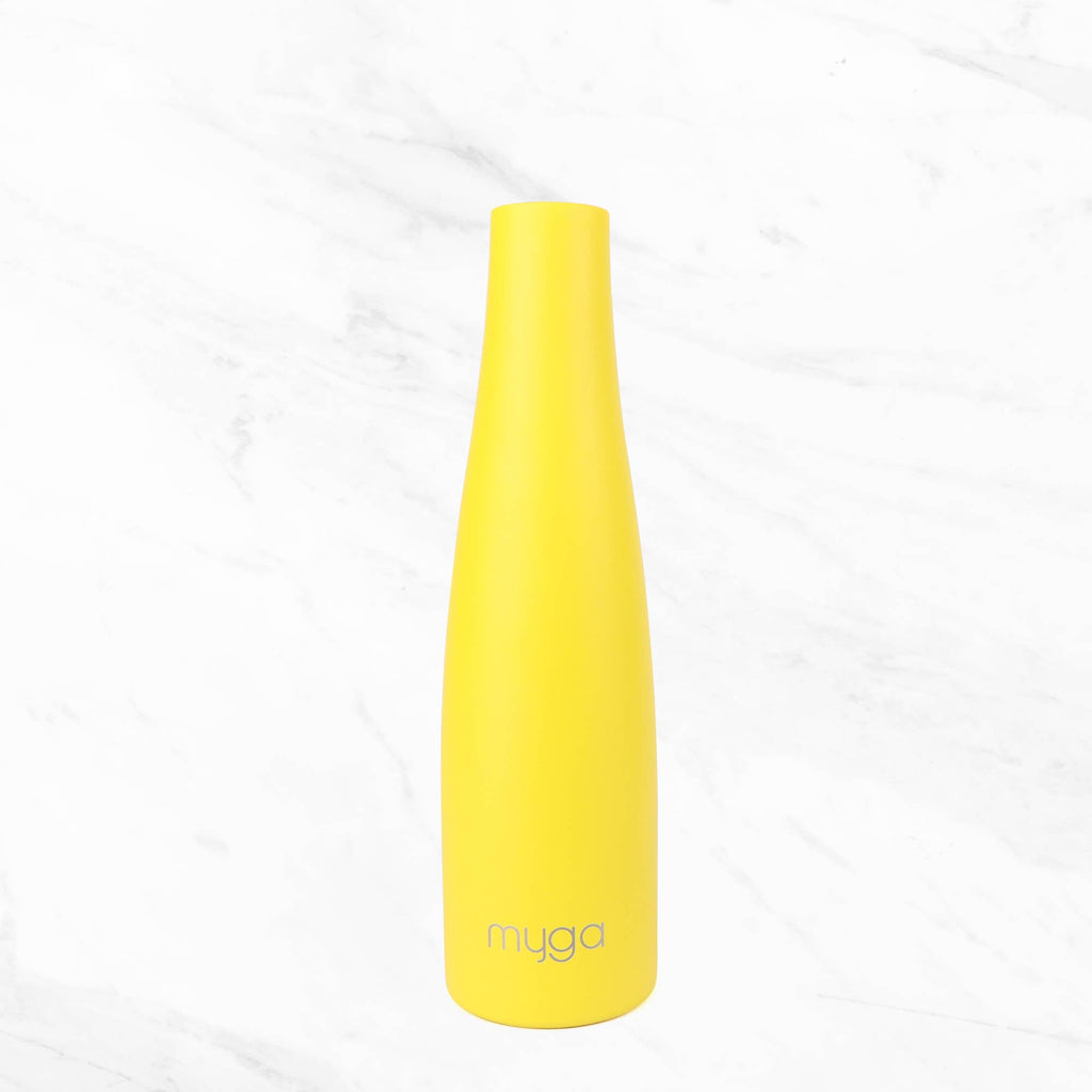 BALI INSULATED WATER BOTTLE WITH CORK LID: YELLOW