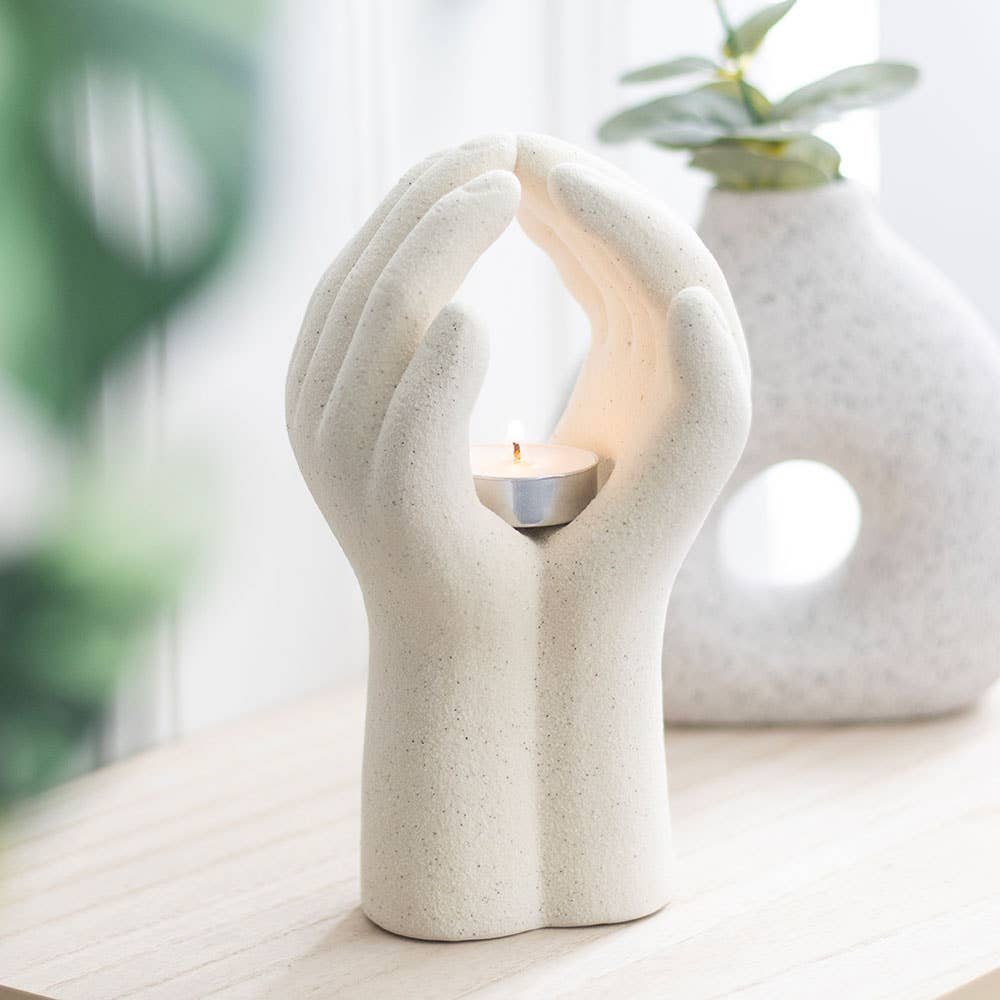 PRAYING HANDS TEALIGHT CANDLE HOLDER