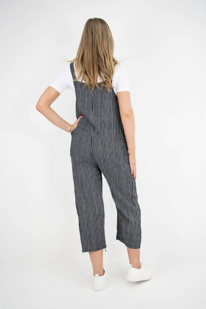 ITALIAN STRIPE PATTERN SIDE POCKETS COTTON DUNGAREES: FUCHSIA