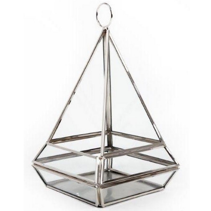 SILVER PYRAMID TLIGHT CANDKE HOLDER