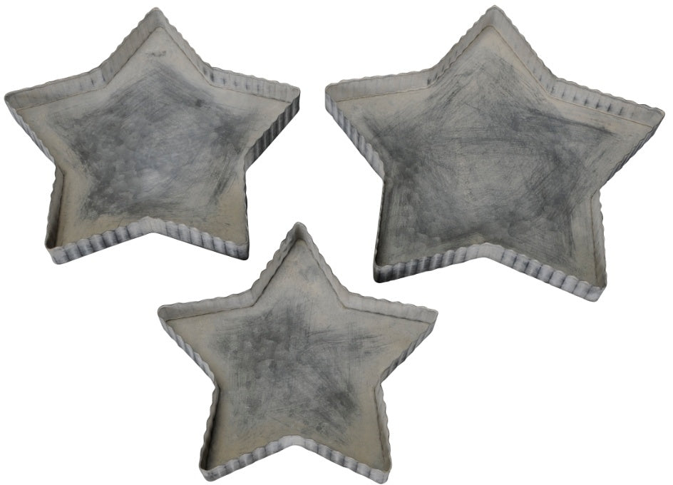 SET OF 3 DISTRESSED STAR TRAYS