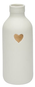 DECORATIVE WHITE HEART VASE 15CM